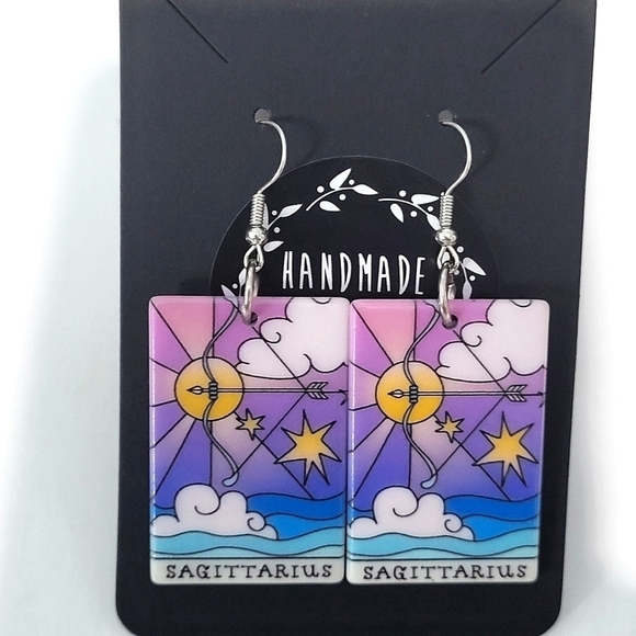 Handcrafted Acrylic Sagittarius Earrings - Picture 2 of 3